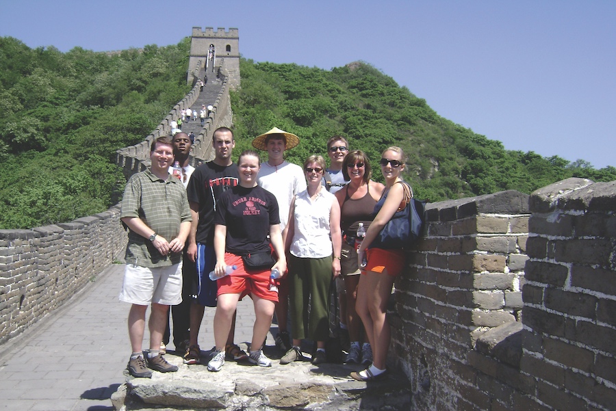 Clarkson University students at the Great Wall of China.