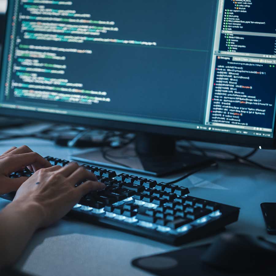 computer with code on screen
