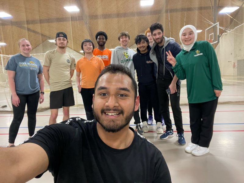 A photo of a living learning community in the gym.