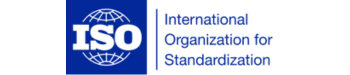 ISO logo; a blue graphic sphere imprinted with ISO.