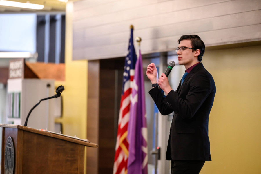 Robert Davis giving a speech in the ERC