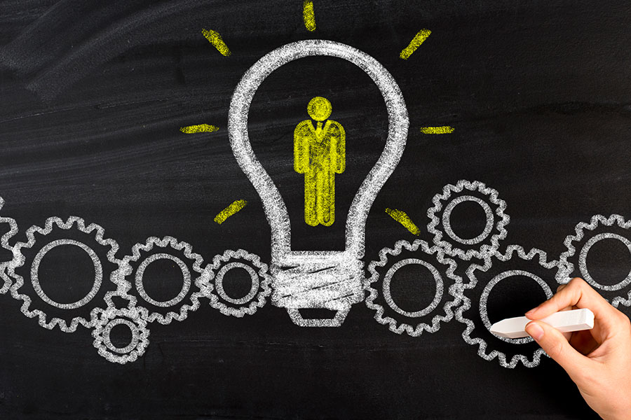 Picture of a person in a lightbulb